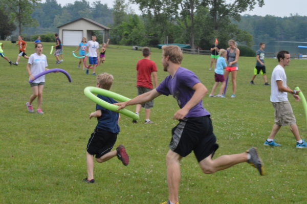 Campers playing lawn games